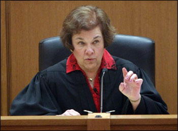 Judge Maryann Sumi listens to arguments during a hearing on March 18 in Dane County Circuit Court in Madison. (AP File Photo/Milwaukee Journal-Sentinel, Mark Hoffman)