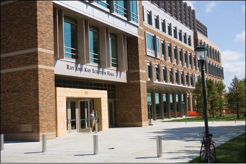 Eckstein Hall is named after law school alums Raymond A. and Katherine A. Eckstein who donated $51 million toward construction of the facility. The northern face of the building is situated on what would be Michigan St., and Dean Joseph D. Kearney requested and received the address of 1215 W. Michigan St. for the law school, to coincide with the date of the Magna Carta.