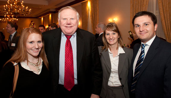 From left, Brigid Moroney, Judge Dennis Moroney, Lea Schneider and Joe La Dien gather at the Milwaukee Young Lawyers Association’s annual Judges Night held Thursday, Dec. 9, at the Milwaukee Athletic Club.