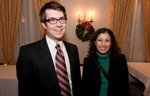 Chris Koehnke, left, and Nidhi Kashyap attend the Milwaukee Young Lawyers Association’s annual Judges Night held Thursday, Dec. 9, at the Milwaukee Athletic Club.