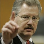 Former Calumet County District Attorney Ken Kratz gives closing arguments during a trial at the Calumet County Courthouse in Chilton on March 17, 2007. The former prosecutor accused of sending racy text messages to a domestic abuse victim is not going to face criminal charges, the Wisconsin Justice Department announced. (AP File Photo/Morry Gash)