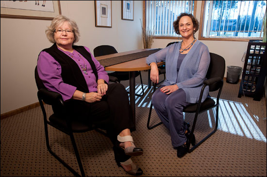Attorneys Diane Mader, left, and Janice Wexler share a Madison  office at which they meet  with divorce clients to resolve  legal issues. (WLJ photo by Kevin Harnack)