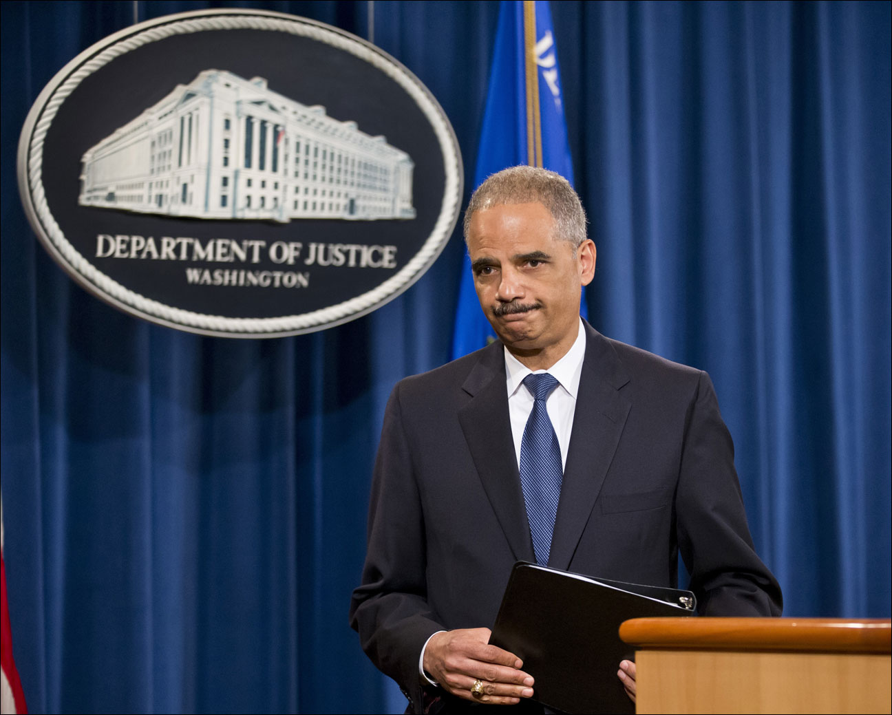 Attorney General Eric Holder leaves a news conference at the Justice Department in Washington. If the Obama administration seeks the death penalty against Boston Marathon bombing suspect Dzhokhar Tsarnaev, it would face a long, difficult legal battle with uncertain prospects for success in a state that hasn’t seen an execution in nearly 70 years. Attorney General Eric Holder will have to decide several months before the start of any trial whether to seek death for Tsarnaev. It is the highest-profile death-penalty decision yet to come before Holder, who personally opposes the death penalty. (AP Photo/J. Scott Applewhite, File)