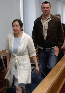 Leilani and Dale Neumann leave a Marathon County Circuit Courtroom in Wausau, Wis. On Wednesday, July 3, 2013, the Wisconsin Supreme Court ruled that the mother and father who prayed instead of seeking medical help as their 11-year-old daughter Madeline Kara Neumann died in front of them were properly convicted of homicide. Their daughter died of undiagnosed diabetes on Easter Sunday in March 2008 at her parents’ Weston, Wis., home. (AP Photo/Wausau Daily Herald, Rob Orcutt, File)