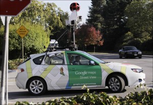 an employee drives a Google Maps Street View vehicle around Palo Alto, Calif. Internet giant Google's Street View project has raised privacy concerns in several countries. Attorneys suing Google for enabling its camera-carrying vehicles to collect emails and Internet passwords while photographing neighborhoods for the search giant's popular "Street View" maps look forward to resuming their case now that a U.S. appeals court has ruled in their favor. The U.S. Court of Appeals in San Francisco said Tuesday that Google went far beyond listening to accessible radio communication when they drew information from inside people's homes. (AP Photo/Paul Sakuma, File)