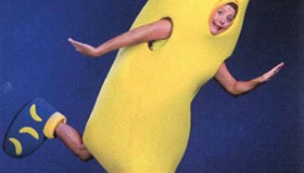 In a photo included in an April 14
Court of Appeals decision, Catherine Conrad is seen performing as
“The Banana Lady.” (Photo from public court records)