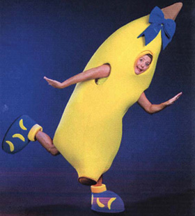 In a photo included in an April 14 Court of Appeals decision, Catherine Conrad is seen performing as“The Banana Lady.” (Photo from public court records)