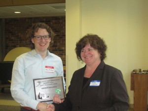 Judge Rhonda Landford (left) and Andrew Declercq of Boardman & Clark LLP, recipient of the Individual Attorney AwardPhoto submitted by Community Justice Inc.