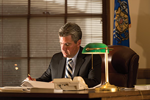 State Rep. Robb Kahl, D-Monona, works in his office July 17. Kahl helped pass a bill to allow use of a cannabidiol oil extract to treat seizures.