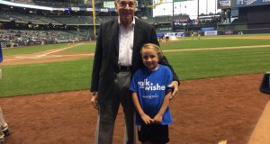 On Sept. 26, Robert Habush of Habush Habush & Rottier SC, Milwaukee, presented Make-A-Wish Wisconsin with a $9,500 donation. The firm pledged to donate $100 for each extra-base hit by a Milwaukee Brewers player at Miller Park throughout the second half of the 2014 season. Habush was joined by Patti Gorsky, president and CEO of Make-A-Wish Wisconsin (not pictured), and Kelci, who suffers from cystic fibrosis and is a Make-A-Wish child.

Photo courtesy of Habush Habush & Rottier SC