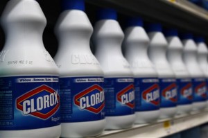 Clorox brand products line the shelf of a supermarket in the East Village neighborhood of Manhattan. The Woodman's grocery store chain, which operates 15 stores in Wisconsin and Illinois, is suing Clorox Corp., alleging price discrimination. (AP Photo/Mary Altaffer, file)