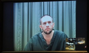 Kristopher Torgerson, 34, of Wausau, appears for his initial hearing via video at Marathon County Circuit Court in Wausau, Wisc., Wednesday, Oct. 15, 2014. Torgerson made his first appearance in court Wednesday since police charged him with first-degree intentional homicide in connection with the death of Stephanie Low. (AP Photo/The Wausau Daily Herald, T'xer Zhon Kha)