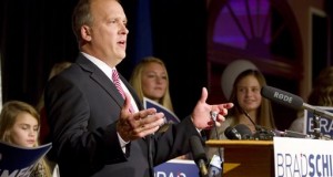 Wisconsin Republican Attorney General-elect Brad Schimel speaks to supporters during an election night party on Nov. 4, 2014 at the Country Springs Hotel in Waukesha, Wis. Schimel defeated Jefferson County District Attorney Susan Happ. (AP Photo/The Waukesha Freeman, Charles Auer)