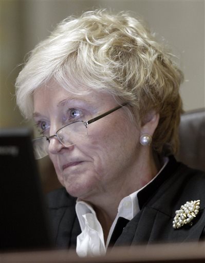 Wisconsin Supreme Court justice Patience D. Roggensack listens to arguments at the state Capitol in Madison, Wis. Documents released Thursday, April 30, 2015 show Roggensack cast the deciding vote for herself to replace longtime Chief Justice Shirley Abrahamson. (M.P. King/Wisconsin State Journal via AP, Pool)
