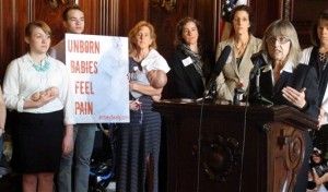 Senate President Mary Lazich, R-New Berlin, talks in support of her bill that bans abortions after 20 weeks on Tuesday, June 2, 2015, in Madison, Wis. Lazich, the bill's co-author, says the bill is aimed at reducing pain in unborn children. (AP Photo/Scott Bauer)