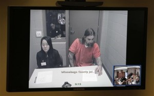 Brian Flatoff appears via teleconference from the Winnebago County Jail during a preliminary hearing at Winnebago County Court on Dec. 9. (Winnebago County Court/The Oshkosh Northwestern via AP)