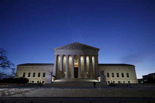 the front of the U.S. Supreme Court is seen in Washington. President Barack Obama said Wednesday he will reveal his Supreme Court nominee to fill the vacancy of the late Justice Antonin Scalia, and his pick is expected to come from a small circle of federal appeals court judges. (AP Photo/Alex Brandon)