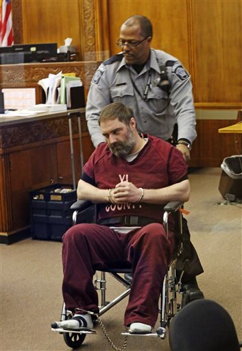 Dan Popp appears in a Milwaukee County Court on Wednesday, April 6, 2016. A judge has ruled that Popp is incompetent to stand trial in the shooting deaths last month of three of his neighbors. (Mike De Sisti/Milwaukee Journal-Sentinel via AP)