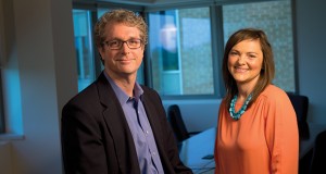 Mike Anderson and Kate Johnson, both registered in-house attorneys in Madison at the CUNA Mutual Group, received conflicting answers as to whether in-house registered attorneys can perform pro bono work. (Staff photo by Kevin Harnack)