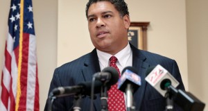 Dane County District Attorney Ismael Ozanne speaks at a press conference at the Dane County Courthouse in Madison, Wis., Friday, June 24, 2016. Genele Laird, an 18-year-old black woman whose arrest sparked protests in Madison this week has the option to go through a restorative justice process instead of facing criminal charges, Dane County District Attorney Ismael Ozanne announced Friday.(Michael P. King/Wisconsin State Journal via AP)