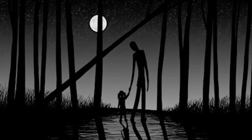 This image released by HBO shows a drawing of the urban mythical character Slenderman holding a child's hand from the documentary, "Beware the Slenderman," airing Monday at 10 p.m. EST on HBO. (HBO via AP)
