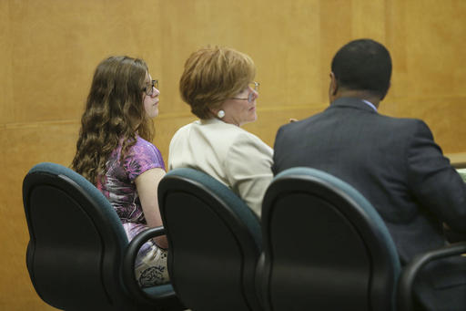 Anissa Weier, 15, appears in court Monday, Feb. 20, 2017, in Waukesha, Wis. A judge has ruled that Weier's statements to police will be admissible at her trial on charges she tried to kill a classmate to please a fictional horror character called Slender Man. (Michael Sears/Milwaukee Journal-Sentinel via AP, Pool)