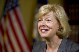 FILE - In this June 21, 2016, file photo, Sen. Tammy Baldwin, D-Wis., speaks during an interview with The Associated Press at her office on Capitol Hill in Washington. Baldwin's support for the "nuclear option" to block President Donald Trump's pick for the U.S. Supreme Court has become an early battleground in advance of her re-election bid in 2018. (AP Photo/Alex Brandon, File)