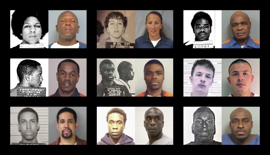 This combination of photos shows younger and older images of "juvenile lifers." Top row from left, William Washington, Jennifer M. Pruitt and John Sam Hall; middle row from left, Damion Lavoial Todd, Ahmad Rashad Williams and Evan Miller; bottom row from left, Giovanni Reid, Johnny Antoine Beck, and Bobby Hines. During the late 1980 and into the 1990s, many states enacted laws to punish juvenile criminals like adults and the U.S. became an international outlier, sentencing offenders under 18 to live out their lives in prison for homicide and, sometimes, rape, kidnapping, armed robbery. (Michigan Department of Corrections, Pennsylvania Department of Corrections, Lawrence County Alabama Sheriff's Office, Alabama Department of Corrections via AP)
