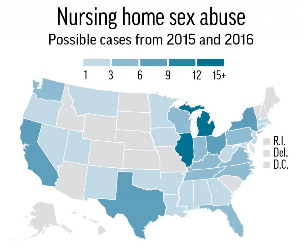 Nursing home abuse cases by state. SOURCE: Department of Health and Human Services