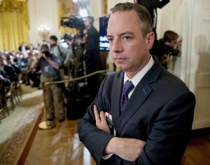 FILE - In this June 5, 2017, file photo, Reince Priebus, chief of staff to President Donald Trump, attends an event at the White House in Washington. Priebus, who was replaced by retired Gen. John Kelly in July, is rejoining his former law firm, Milwaukee-based Michael Best & Friedrich, where he will be president and chief strategist at the firm's office in Washington, D.C (AP Photo/Andrew Harnik, File)