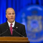 Wisconsin Attorney General Brad Schimel addresses the audience that gathered in January 2015 for his inauguration ceremony at the Capitol in Madison. Schimel says he would support closing the state's troubled youth prison if corrections officials could find another way to handle serious juvenile offenders. Schimel's DOJ began investigating allegations of widespread abuse at the prison outside Irma in 2015.  (AP Photo/Andy Manis, File)