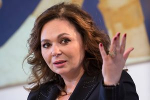 The Russian lawyer Natalia Veselnitskaya speaks this week during an interview with The Associated Press in Moscow,. An organization established by an exiled Russian tycoon says it has obtained emails showing there was a close connection between government officials and the Russian lawyer who took part in a 2016 meeting with Donald Trump’s son and his then-campaign chairman. The emails suggest that Natalia Veselnitskaya worked closely with a top official in Russia’s Prosecutor-General’s office to fend off a US fraud case against her client, according to the Dossier organization. (AP Photo/Dmitry Serebryakov, file)