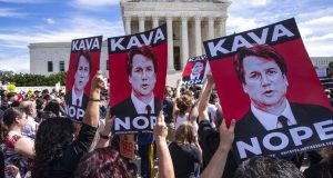 Protesters rally against Supreme Court nominee Judge Brett Kavanaugh as the Senate Judiciary Committee debates his confirmation, Friday, Sept. 28, 2018, at the Supreme Court in Washington. (AP Photo/J. Scott Applewhite)