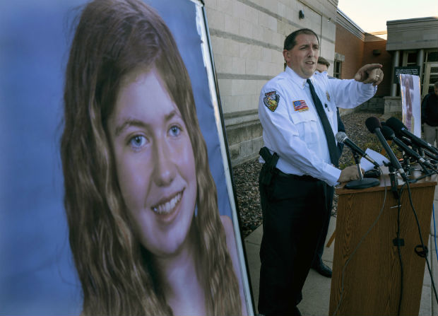 Barron County Sheriff Chris Fitzgerald speaks at a press conference about 13-year-old Jayme Closs, who has been missing since her parents were found dead in their home in Barron. The girl, who was ruled out as a suspect on the first day, was gone when deputies arrived. (Jerry Holt/Star Tribune via AP)