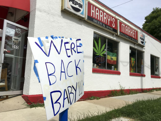 A self-styled Rastafarian church in Downtown Madison, reopened, but without the prior acceptance of "donations" from church members in exchange for dispensations of what was regarded as marijuana "sacrament," on West Mifflin Street on, July 17. (Dean Mosiman/Wisconsin State Journal via AP