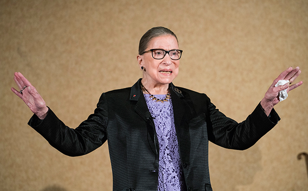 In this Aug. 19, 2016, file photo U.S. Supreme Court Justice, Ruth Bader Ginsburg, is introduced during the keynote address for the State Bar of New Mexico's Annual Meeting in Pojoaque. The Supreme Court announced Aug. 23, 2019, that Ginsburg has been treated for a malignant tumor. (AP Photo/Craig Fritz, File)