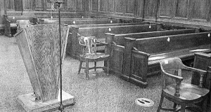 Photo of Voir dire area set up for phased resumption of jury trials in Milwaukee County
