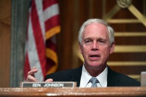 Sen. Ron Johnson, a Republican, speaks on Thursday during a Senate Homeland Security and Governmental Affairs Committee hearing to examine Department of Homeland Security personnel deployments to recent protests. (Toni Sandys/The Washington Post via AP, Pool)