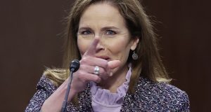The Supreme Court nominee Amy Coney Barrett testifies during the third day of her confirmation hearings before the Senate Judiciary Committee on Capitol Hill in Washington, on Wednesday. (Jonathan Ernst/Pool via AP)