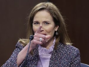 The Supreme Court nominee Amy Coney Barrett testifies during the third day of her confirmation hearings before the Senate Judiciary Committee on Capitol Hill in Washington, on Wednesday. (Jonathan Ernst/Pool via AP)