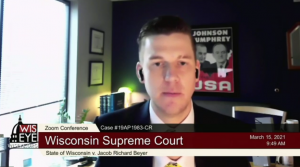 Jack S. Lindberg, attorney for Jacob Richard Beyer, argues before the Wisconsin Supreme Court via Zoom on Monday.