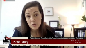 Kate Drury, state public defender, said Rule Petition 20-09 could infringe on defendants' rights by preventing them from opting out of video proceedings.