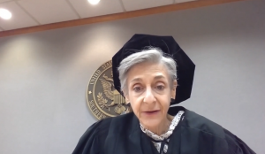 Chief Judge Lee H. Rosenthal, who serves the U.S. District Court for the Southern District of Texas, encourages 2021 Marquette University Law School graduates to be ambitious and aspirational during a virtual commencement ceremony on Saturday. 