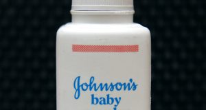 FILE - In this April 15, 2011, file photo, a bottle of Johnson's baby powder is displayed. Johnson & Johnson is asking for Supreme Court review of a $2 billion verdict in favor of women who claim they developed ovarian cancer from using the company's talc products. (AP Photo/Jeff Chiu, File)