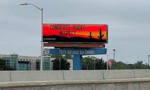 Warner Angle purchased two billboards that say "Congrats Bucks Respect" near 43 and Walnut Street, and Interstate 94 and 84th Street. (Staff photo)