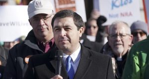 Wisconsin Attorney General Josh Kaul speaks at a rally on Nov. 7, 2019, at the State Capitol in Madison,. Kaul said in an interview Tuesday that he would not investigate or prosecute anyone for having an abortion should the state's currently unenforceable abortion ban go into effect. (Steve Apps /Wisconsin State Journal via AP, File)