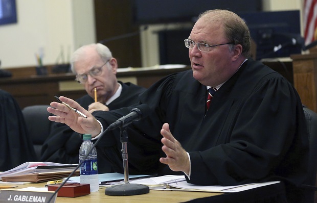 Wisconsin Supreme Court Justice Michael J. Gableman speaks during a court hearing at the Grant County Courthouse on Sept. 17, 2015, in Lancaster. Gableman, the former state Supreme Court justice whom Republicans hired to investigate the 2020 presidential election, wants a pair of Madison city officials to turn over documents and submit to questioning. Madison Mayor Satya Rhodes-Conway on Monday released subpoenas that Gableman issued Dec. 28 to the city's information officer, Sarah Edgerton, and finance director, David Schmiedicke. (Jessica Reilly/Telegraph Herald via AP File)