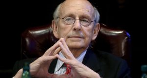 FILE - Supreme Court Associate Justice Stephen Breyer listens during a forum at the French Cultural Center in Boston, Feb. 13, 2017. Breyer is retiring, giving President Joe Biden an opening he has pledged to fill by naming the first Black woman to the high court, two sources told The Associated Press Wednesday, Jan. 26, 2022. (AP Photo/Steven Senne, File)